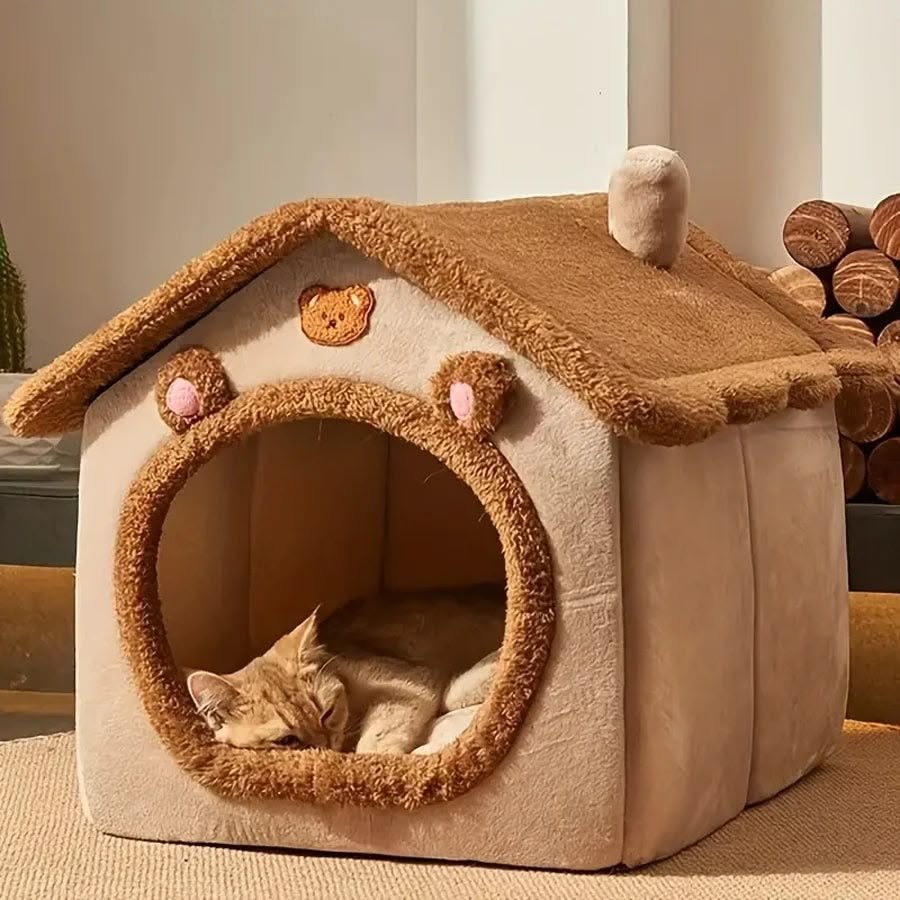 Woven wicker cat cave bed