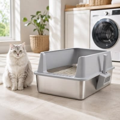 Covered extra-large litter box for cats